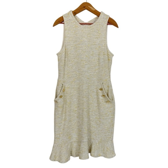 LOFT Dresses & Skirts - LOFT yellow Tweed Sleeveless Ruffle Hem dress size 10P